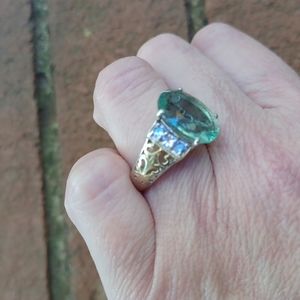 Belgian Teal Fluorite & Tanzanite ring